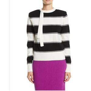 Marc Jacobs Tie-Neck Stripe Wool Sweater
